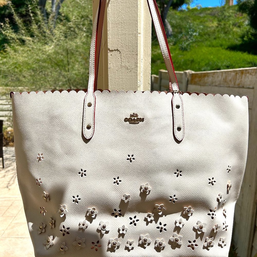 Coach City Tote Bag with Floral Appliqué
